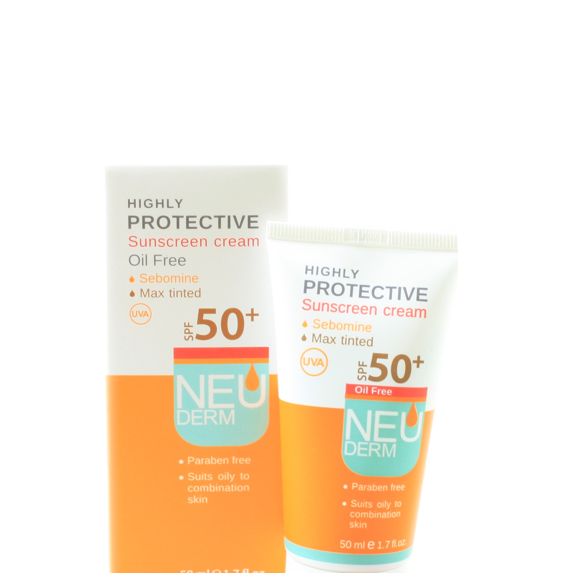 کرم ضد آفتاب فاقد چربی +SPF50 رنگ بژ نئودرم HIGHLY PROTECTIVE SUNSCREEN CREAM SPF 50+ NEU DERM